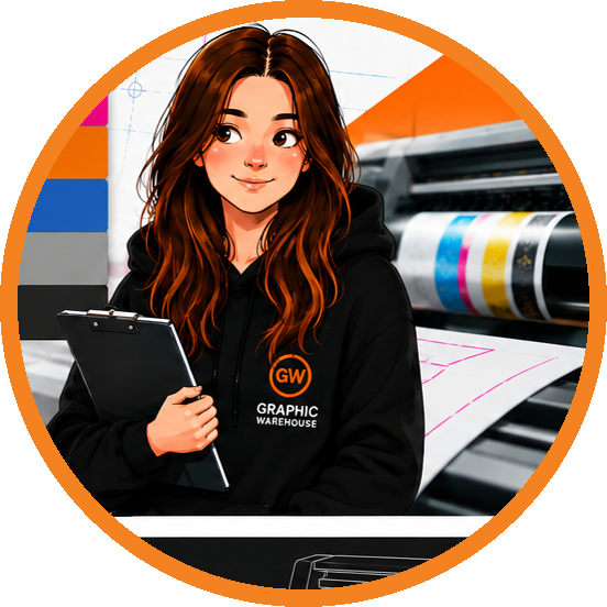 Illustrated portrait of Julia, Graphic Warehouse artwork advice expert