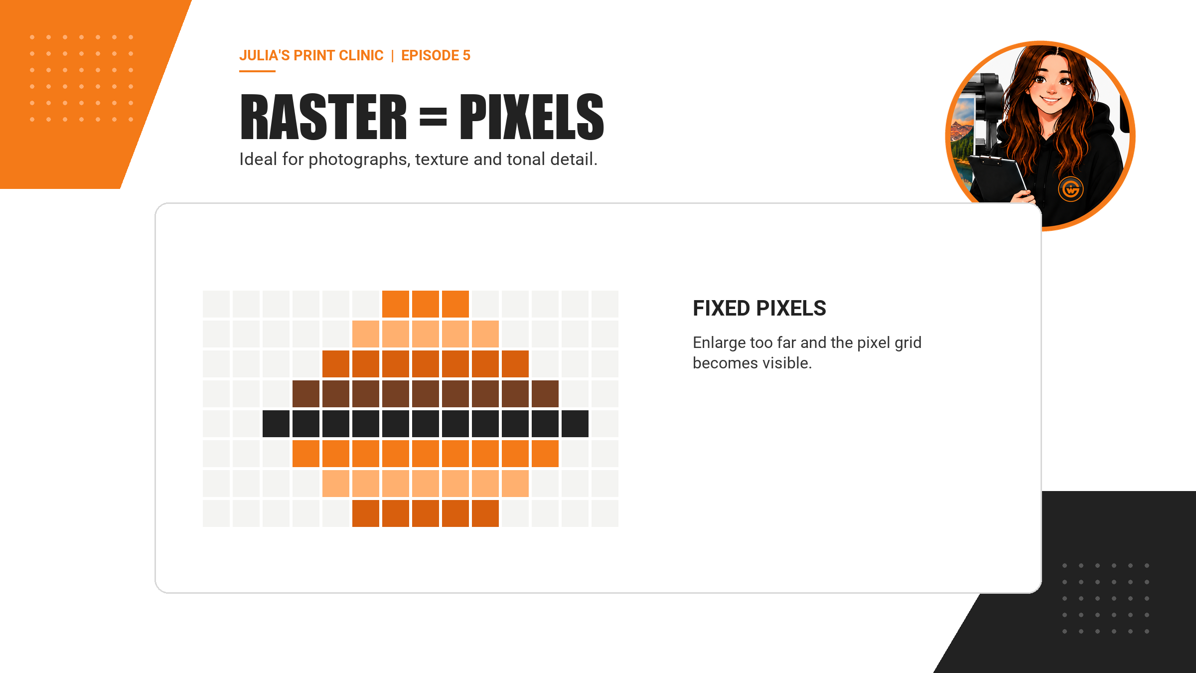 Raster artwork diagram showing a fixed grid of coloured pixels.
