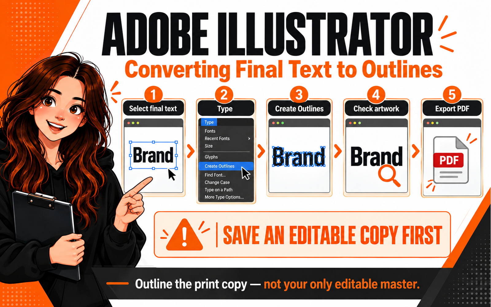 Adobe Illustrator workflow for converting final text to outlines