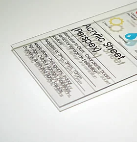 Rigid Board Printing - Direct to Board - Acrylic (Perspex) - Acrylic (Perspex) - 3mm - Direct to Board Print - Clear Acrylic - 3mm - with Stand Offs