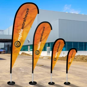 Flags & Textile Printing - Portable Flags - Teardrop & Quill - Medium - 3m - Single Sided - Beach Flag (Airmesh / Scrim) - Premium Finish (5-7 Days Turnaround)