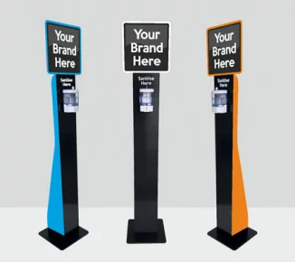 Social Distancing - Sneeze Guards, Screens - Free Standing Hand Sanitisation Station with Branding